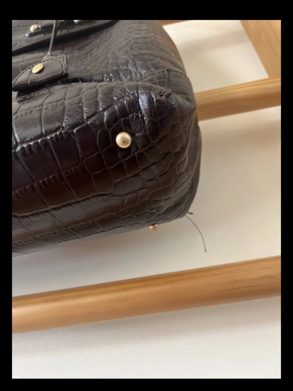 Talbots Dark Brown Croc-Embossed Structured briefcase 💼 business Satchel